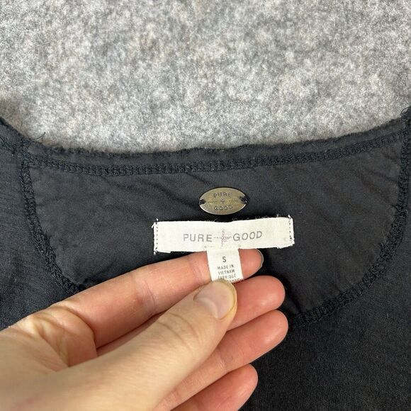 Pure+Gold Tank Top Women Small Black Rounded Hem Scoop Neck Cotton Casual - Picture 3 of 8